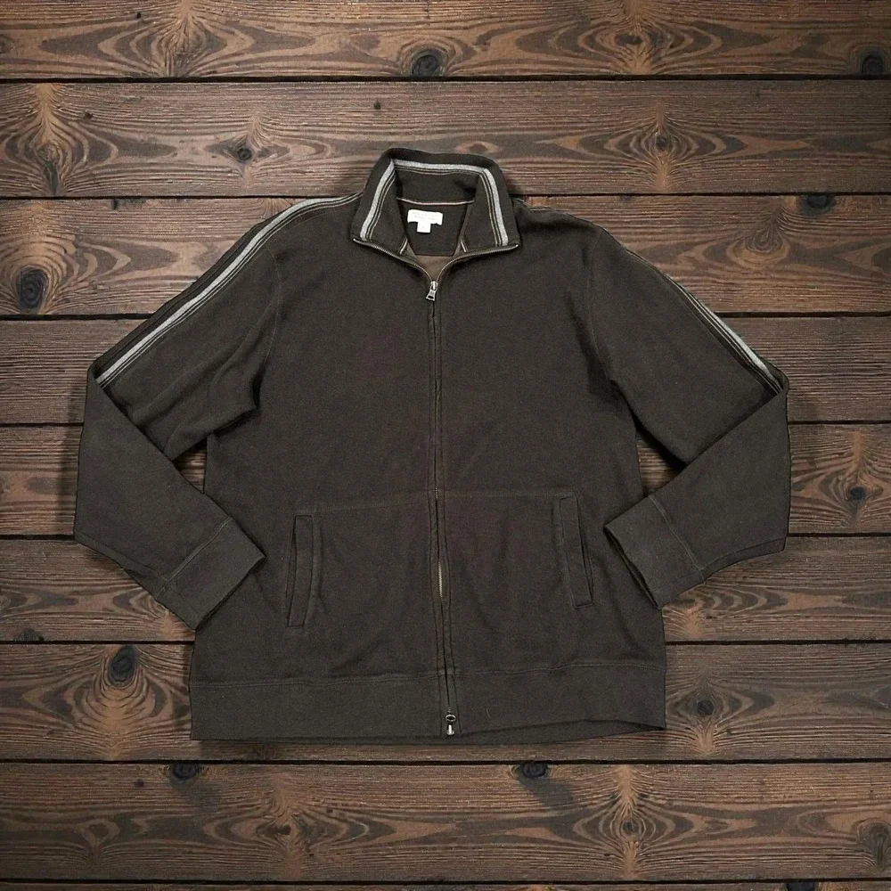 Banana Republic Brown Zip Up sweater Jacket XXL Tall Minimalist Y2K heavy‎